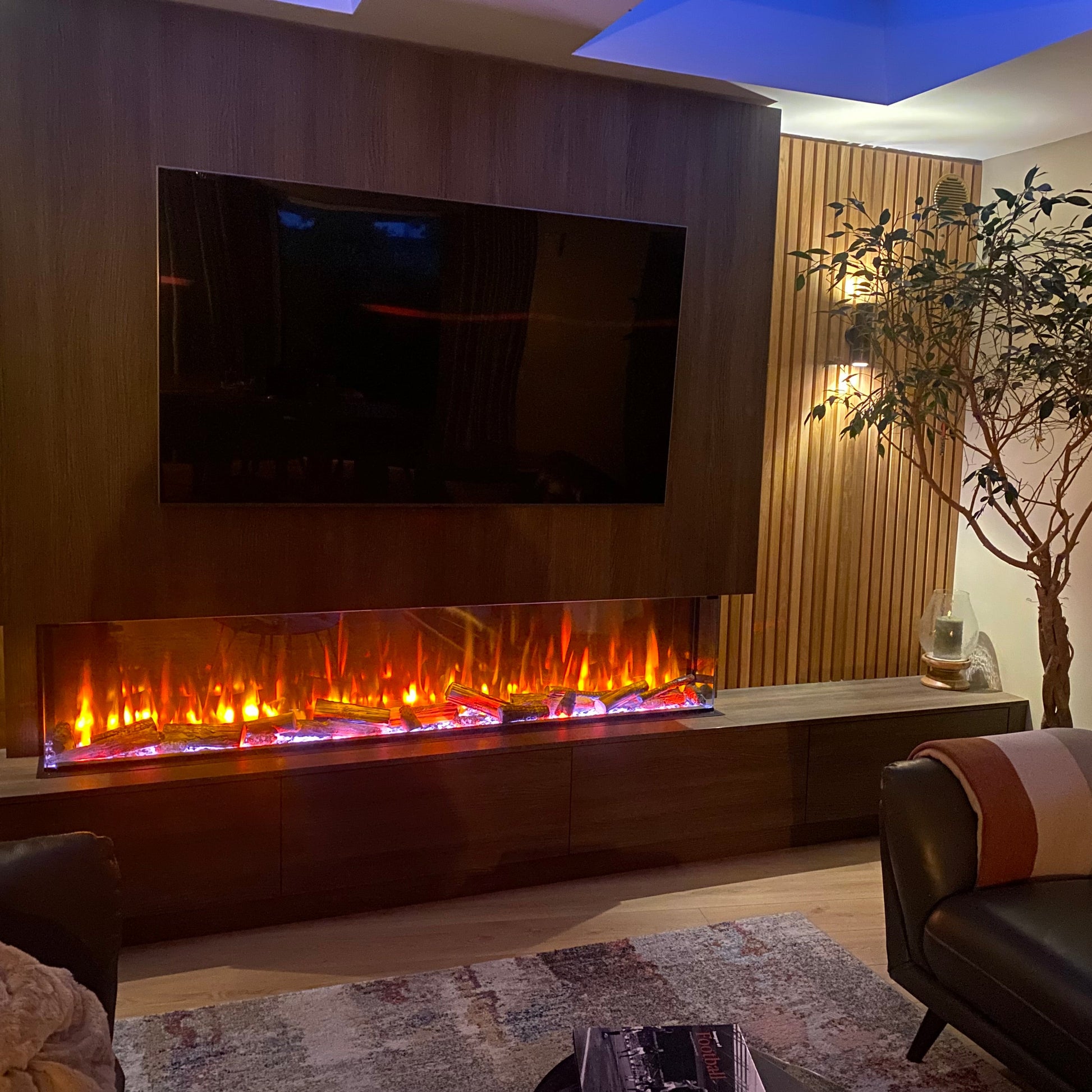 ICONIC EICON200 2000mm Electric Fire with SOLARFLAME Log Set Multi-Sided Electric Fire