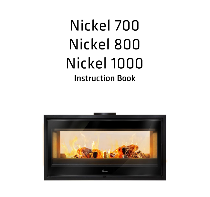 Instruction book cover for Nickel 700, Nickel 800, and Nickel 1000 with a fireplace image.