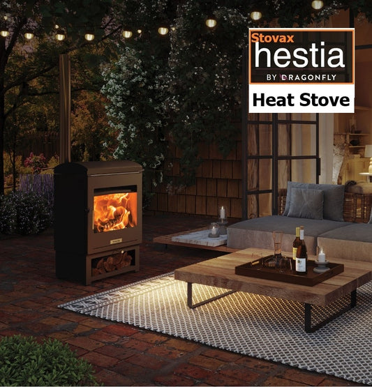Stovax Dragonfly Hestia Heat Only Garden Outdoor Stove & Flue Sytem for Terrace.