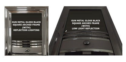 C&J Opulus Square Cast Fascia Remote Controlled Electric Fire with LCD Digital Flame.