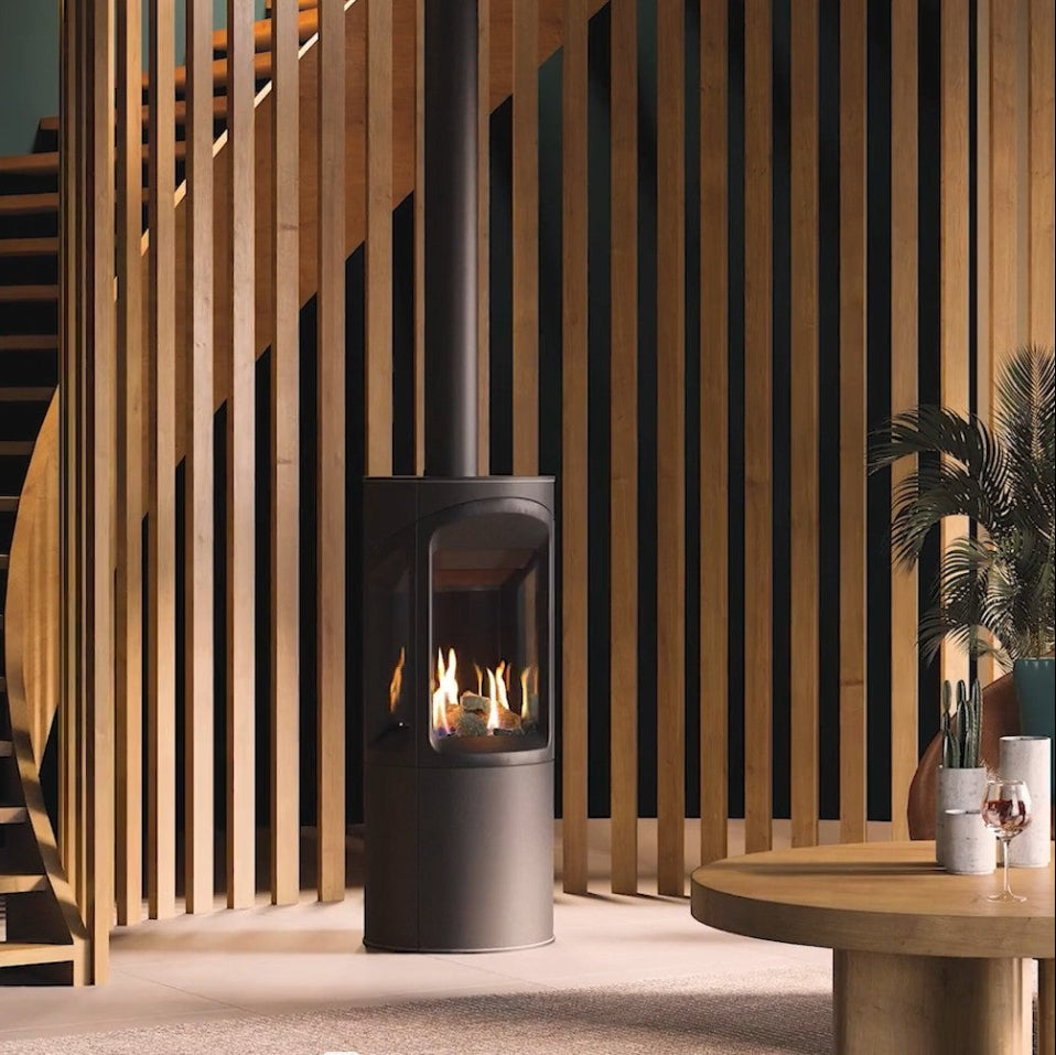 Gazco Onyx Liv 3 Gas Conventional Flue Gas Stove - High Efficiency Real Flame Log Effect