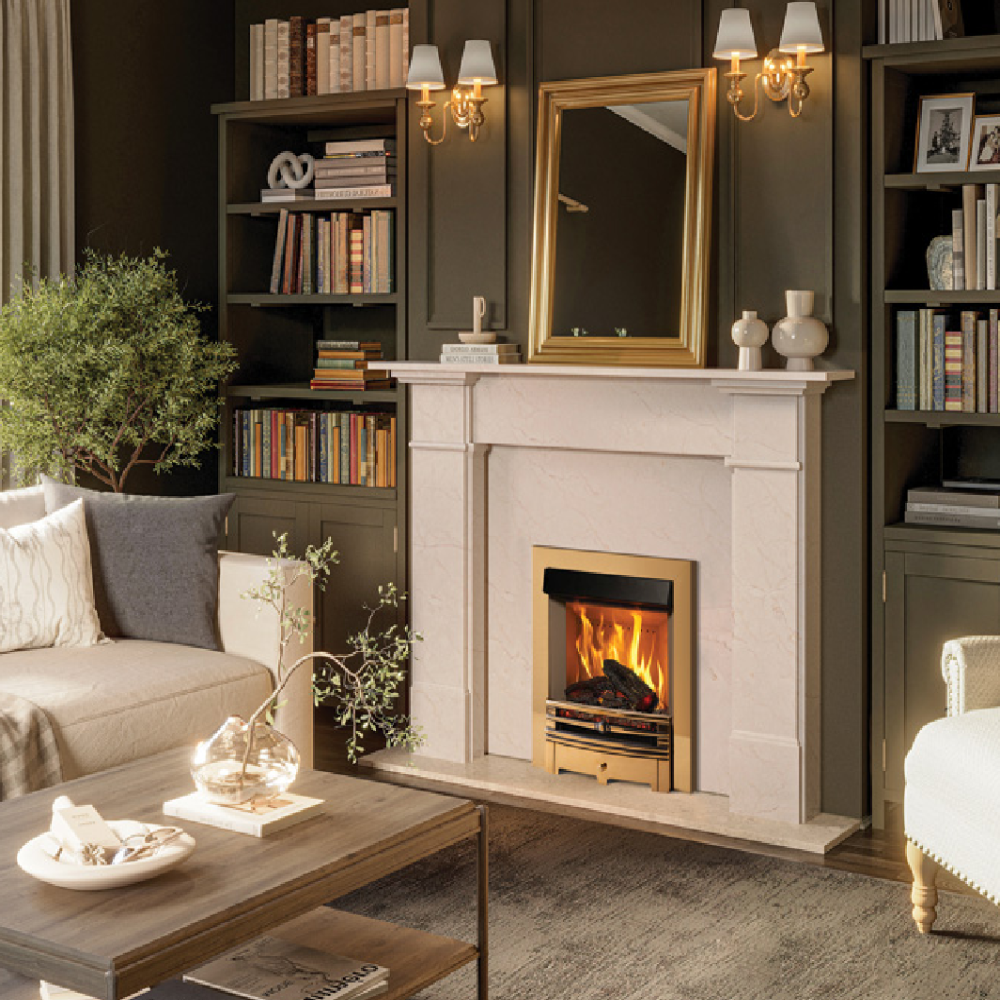 Gazco Onyx Mirage 40i Electric Fire with Brass Frame