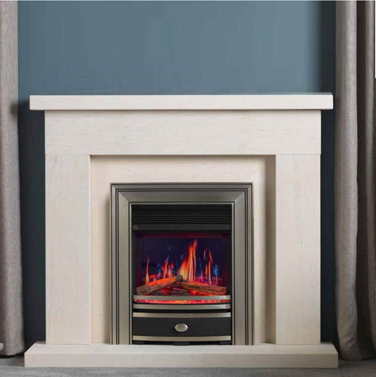 C&J Opulus Remote Controlled Electric Fire with LCD Digital "Real Flame" in Brushed Cast Iron