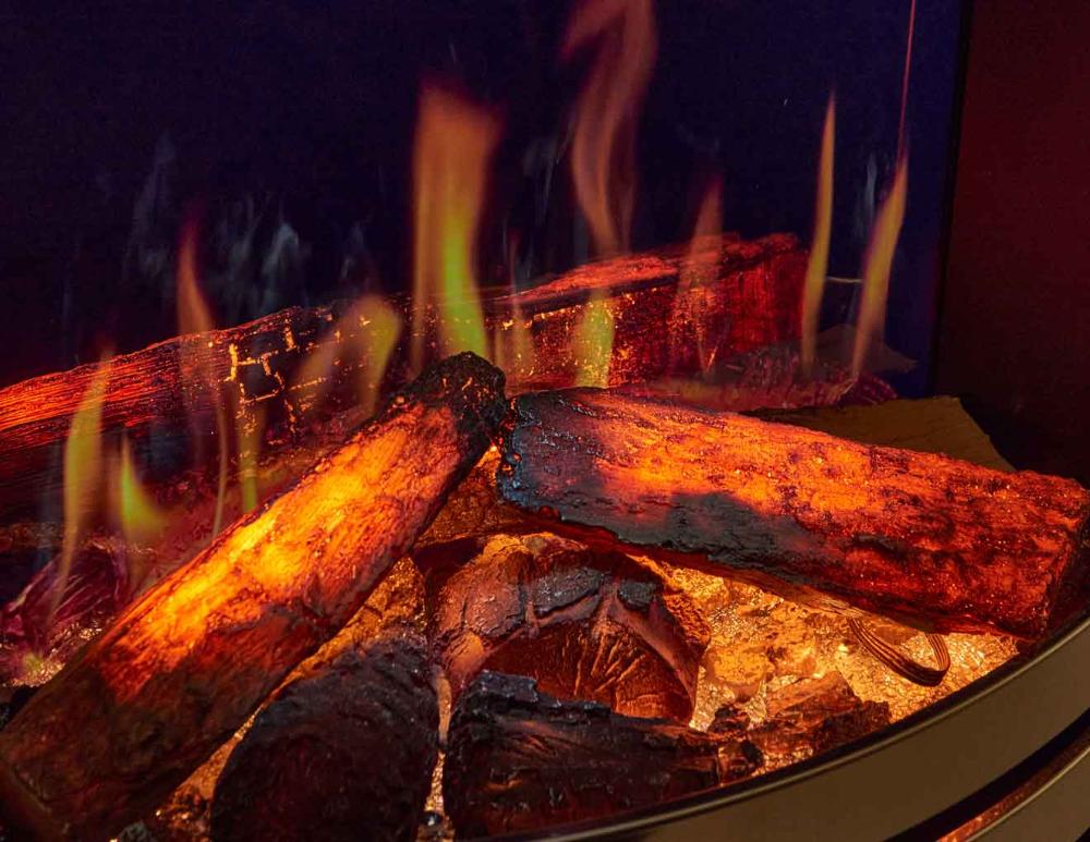C&J Opulus Remote Controlled Electric Fire with LCD Digital "Real Flame" in Brushed Cast Iron