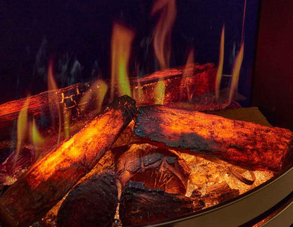C&J Opulus Remote Controlled Electric Fire with LCD Digital "Real Flame" in Brushed Cast Iron