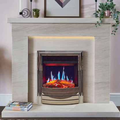 C&J Opulus Remote Controlled Electric Fire with LCD Digital "Real Flame" in Brushed Cast Iron