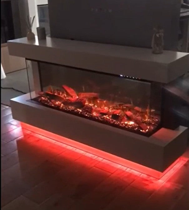 Flamora Sardinia Timber Electric Fireplace Suite with Pulsing Deep Log Effect 1650 Pale Orange Light Effect