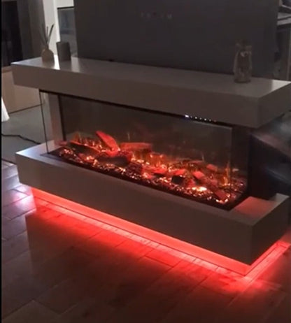 Flamora Sardinia Timber Electric Fireplace Suite with Pulsing Deep Log Effect 1650 Pale Orange Light Effect