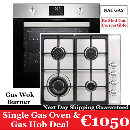 Built in Stainless Steel Single 60cm CDA Gas Oven & Gas Hob Deal F700CD001X/ND