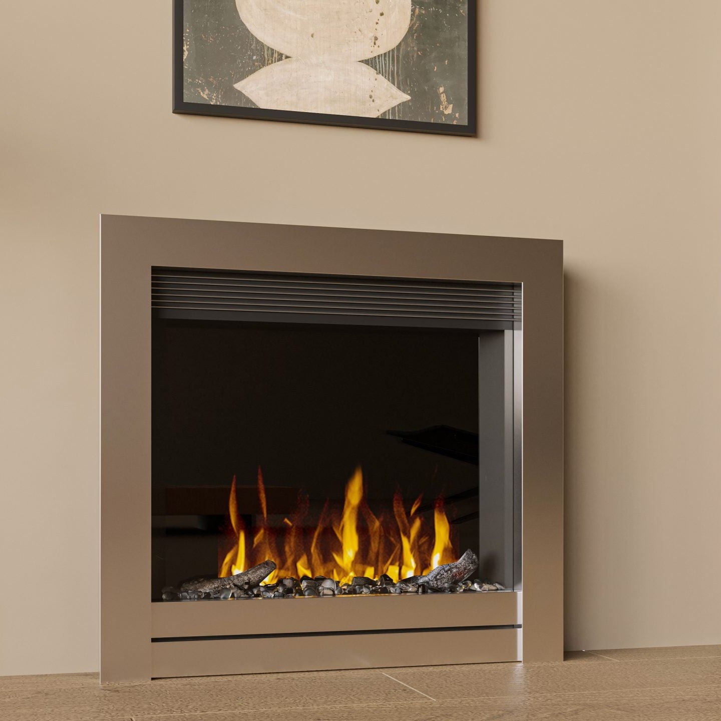 Flamora P610 22" Remote Controlled Electric Fire with Log/ Coal Effect for 16" by 22" Opening