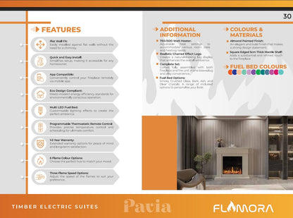 Flamora Pavia 750 Warm White Timber Electric Fireplace Suite for New Home Appartments