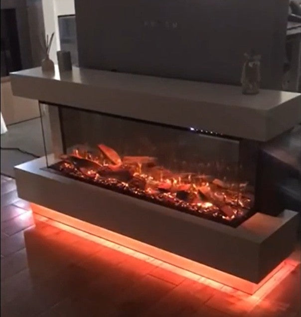 Flamora Sardinia Timber Electric Fireplace Suite with Pulsing Deep Log Effect 1650 Peach Light Effect
