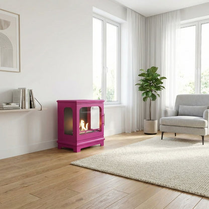 ScandiFlame Contemporary Honolulu Bioethanol Steel Stove Rainbow Multi Colour Range In Pink