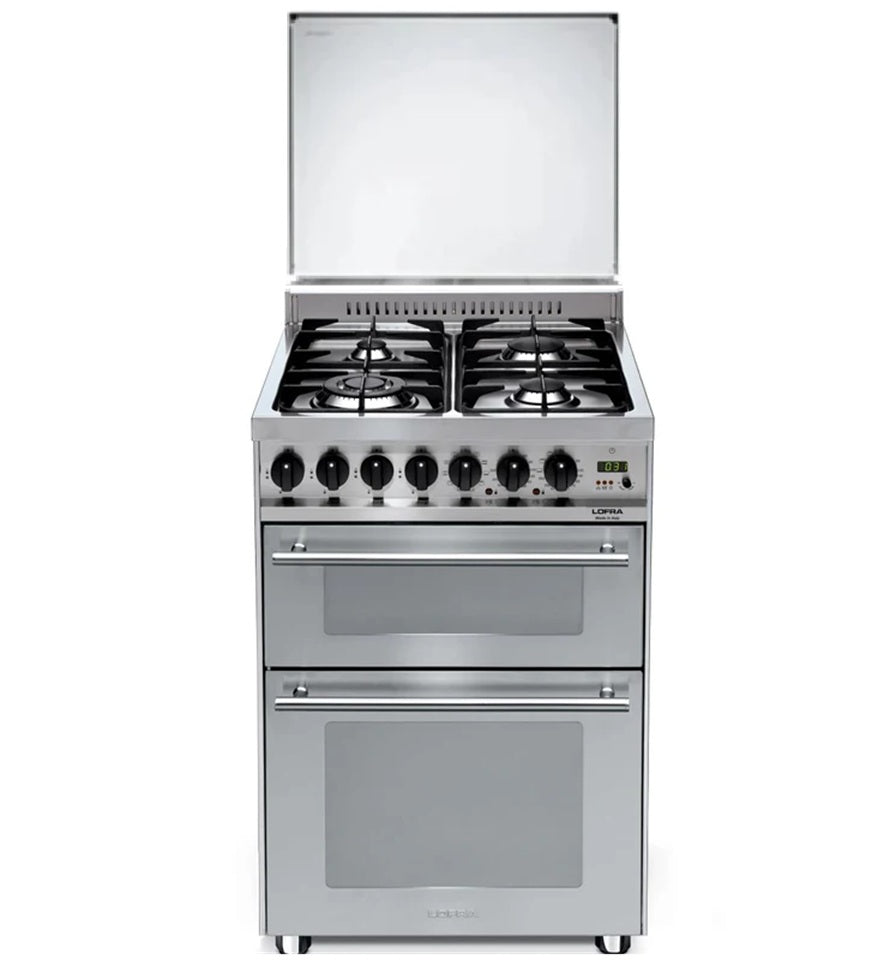 Lofra Professional 60 PU D66MFE/C GV Stainless Gas Dual Fuel Lidded Range Cooker 60cm
