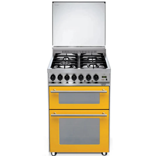 Lofra Professional 60 PGU D66MFE/C GV Yellow Gas Dual Fuel Lidded Range Cooker 60cm