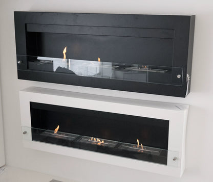 Scandiflame Quatro Black Extra Large Bioethanol Wall Mounted Fireplace 1360mm wide