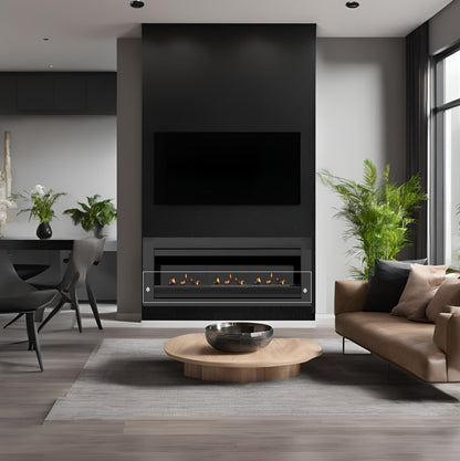 Scandiflame Quatro Black Extra Large Bioethanol Wall Mounted Fireplace 1360mm wide