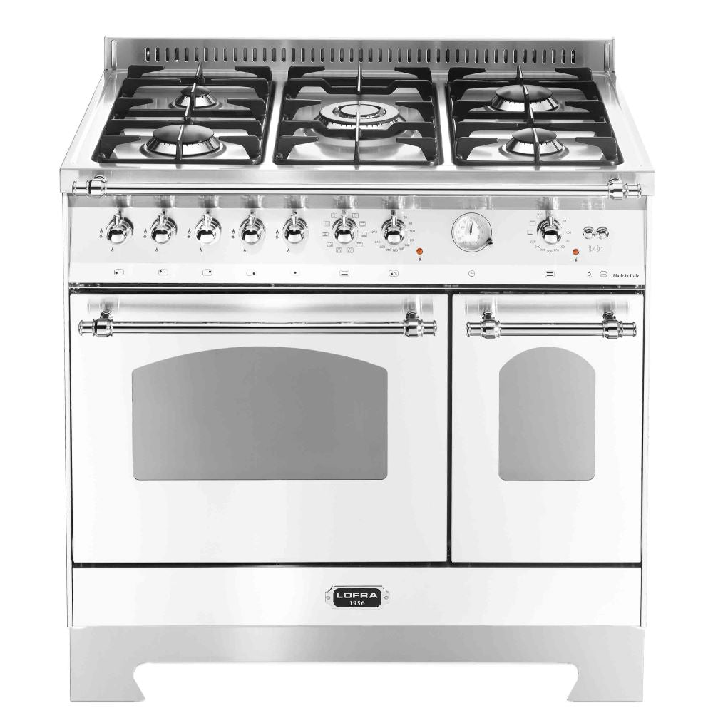 Lofra Dolcevita 90 RBID 96MFTECI Gas Dual Fuel Range Cooker 90cm White and Chrome