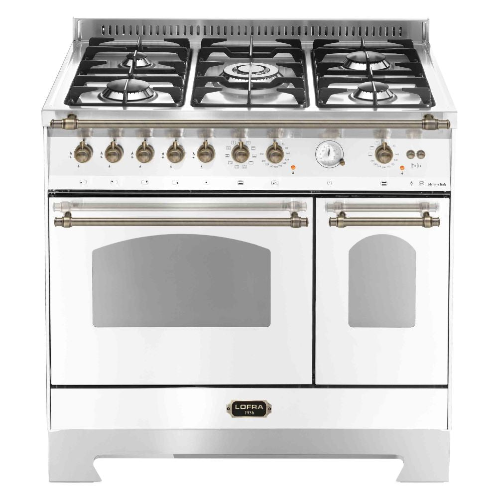 Lofra Dolcevita 90 RBID 96MFTECI Gas Dual Fuel Range Cooker 90cm White and Bronze