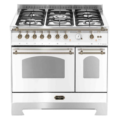 Lofra Dolcevita 90 RBID 96MFTECI Gas Dual Fuel Range Cooker 90cm White and Bronze