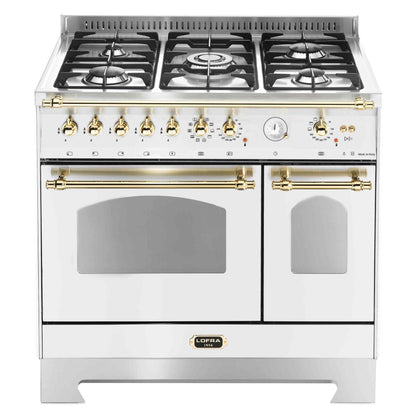 Lofra Dolcevita 90 RBID 96MFTECI Gas Dual Fuel Range Cooker 90cm White and Brass