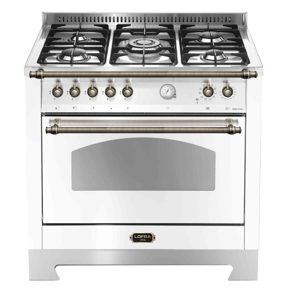 Lofra Dolcevita 90 RBIG 96MFT GvGt Gas White Dual Fuel Gas Range Cooker 90cm