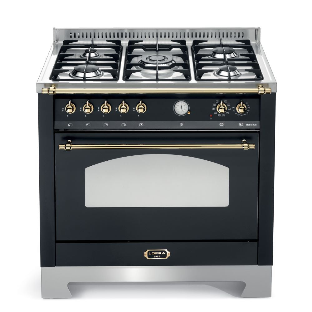 Lofra Dolcevita 90 RNMG 96MFT / GvGt Gas Dual Fuel Range Cooker Black and Bronze