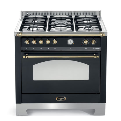 Lofra Dolcevita 90 RNMG 96MFT / GvGt Gas Dual Fuel Range Cooker Black and Bronze