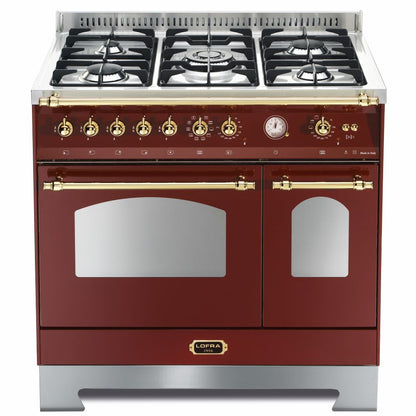 Lofra Dolcedvita 90 RRD 96MFTECI Gas Dual Fuel Range Cooker 90cm Burgundy & Brass