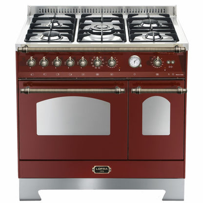 Lofra Dolcedvita 90 RRD 96MFTECI Gas Dual Fuel Range Cooker 90cm Burgundy & Brass