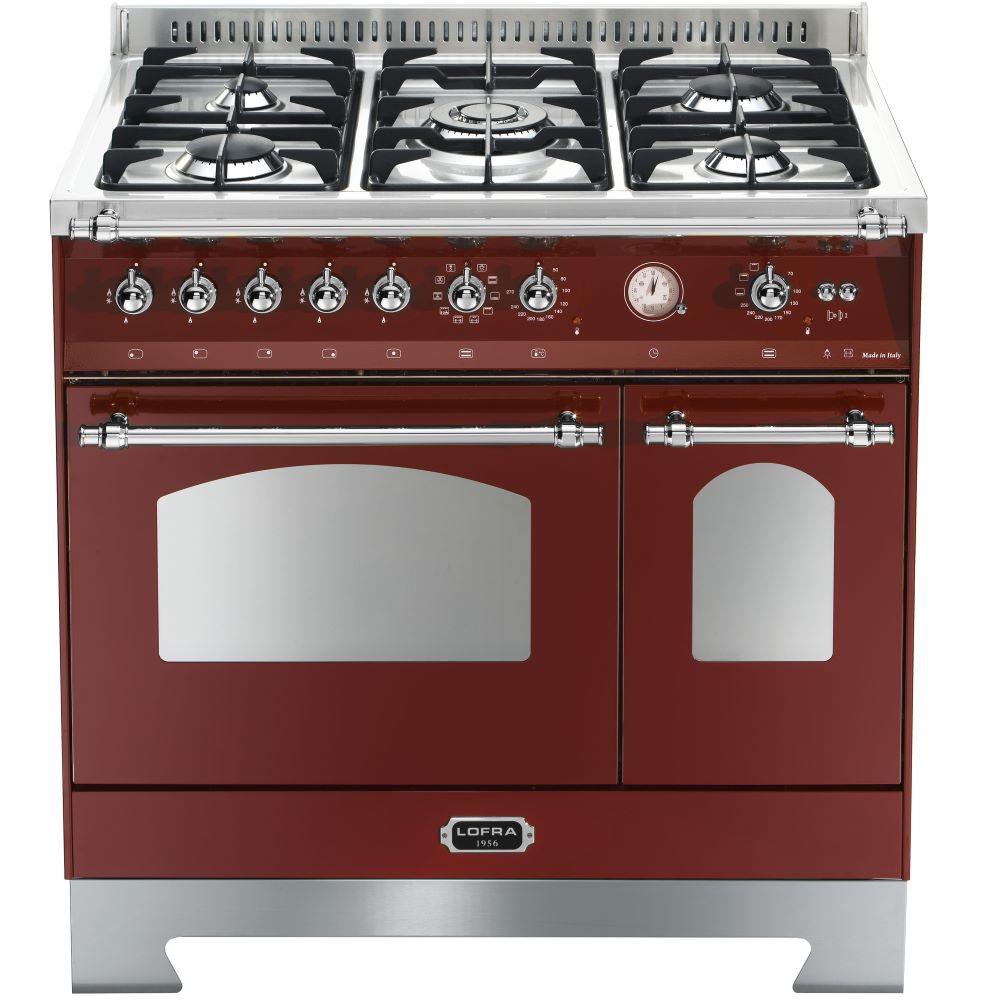 Lofra Dolcedvita 90 RRD 96MFTECI Gas Dual Fuel Range Cooker 90cm Burgundy & Bronze