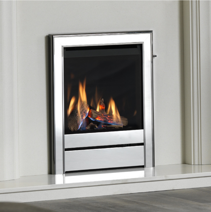 Wildfire Ravel 400 HE Log Effect Slide Control Conventional Flue Gas Fire with Black Nickel & Chrome Contemporary Trim