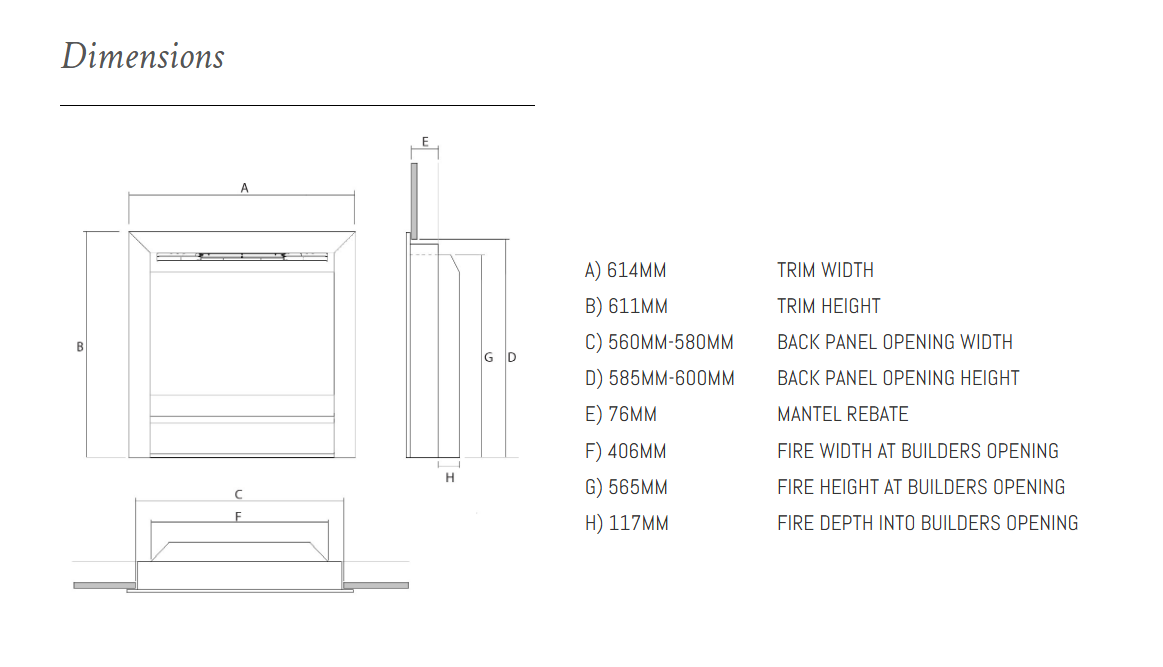 Wildfire Ravel 550 HE Log Effect Slide Control Conventional Flue Gas Fire with Satin & Black Contemporary Trim