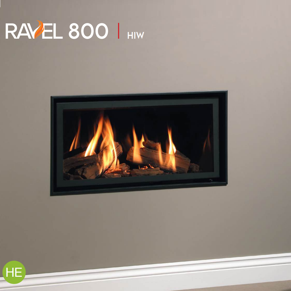 Wildfire Ravel 800 HE Log Effect Slide Control Balanced Flue Gas Fire with Edge Trim