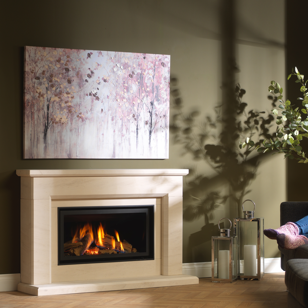 Wildfire Ravel 800 HE Log Effect Slide Control Balanced Flue Gas Fire with Edge Trim