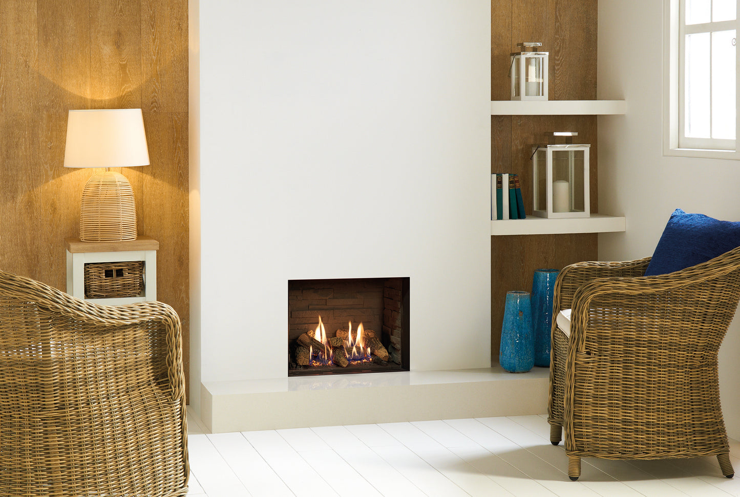 Gazco Riva2 500 Balanced Flue Log Effect Gas Fire with Edge Frame