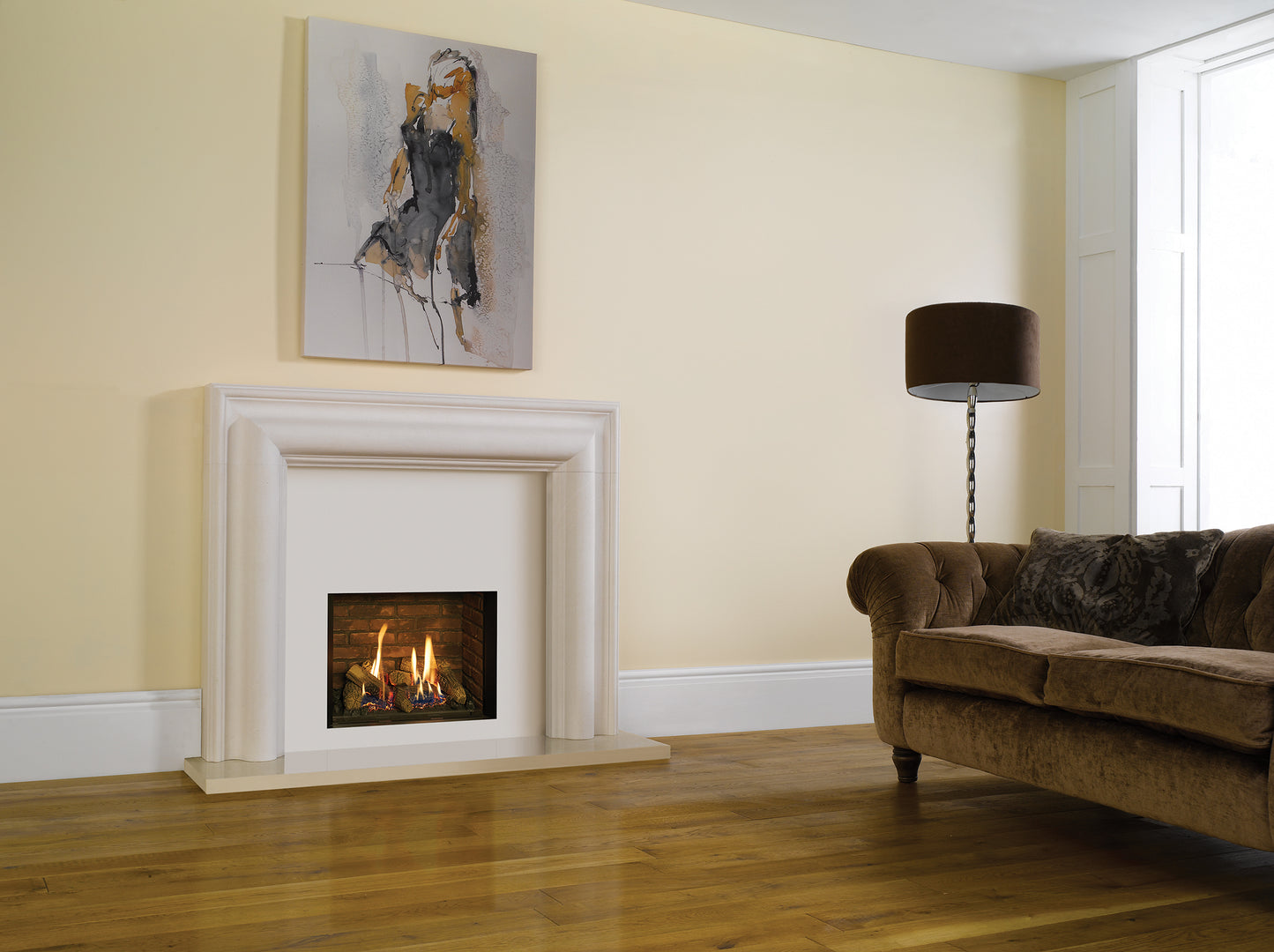 Gazco Riva2 500 Balanced Flue Log Effect Gas Fire with Edge Frame