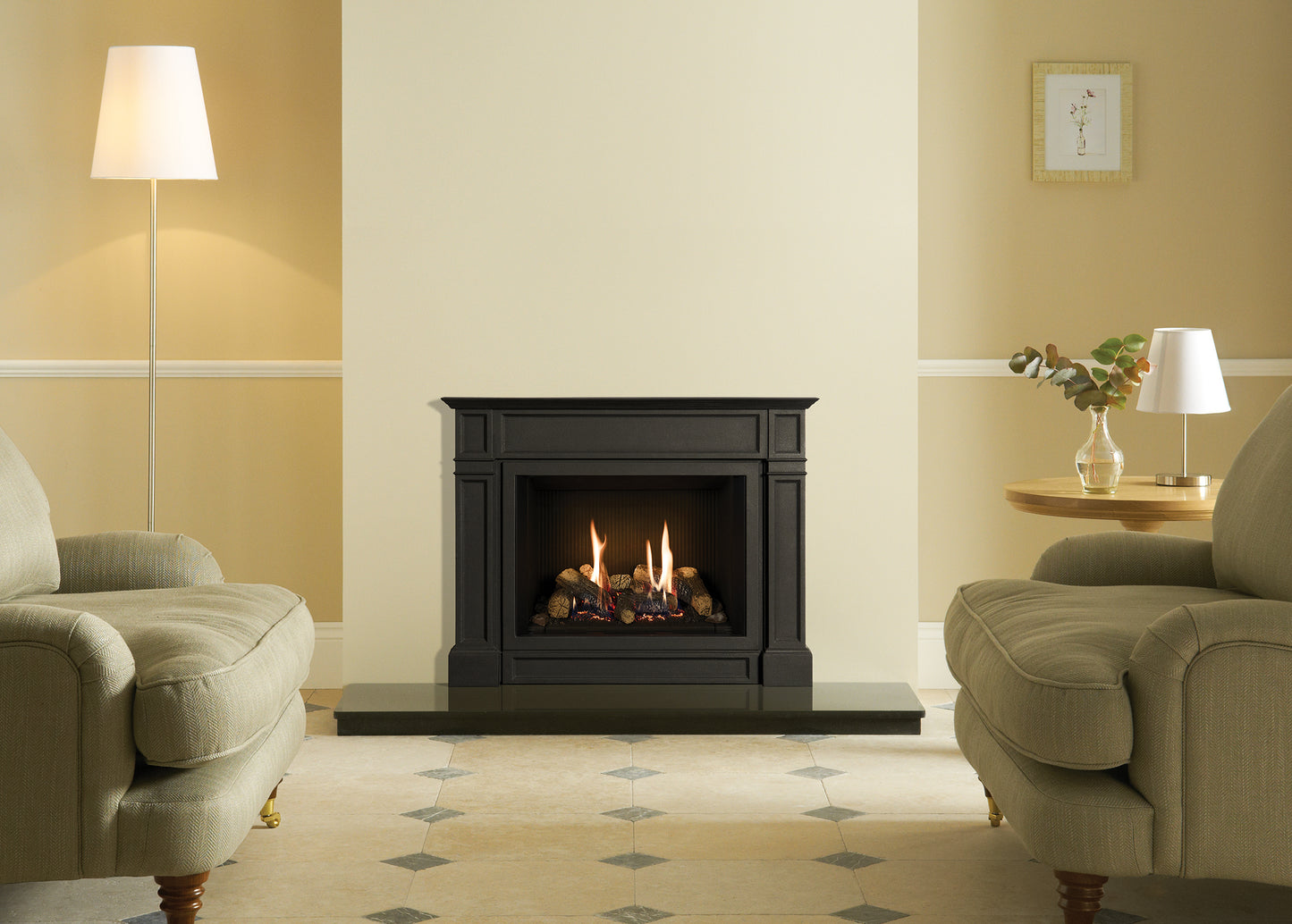 Gazco Riva2 500 Conventional Flue Log Effect Gas Fire with Ellingham Frame