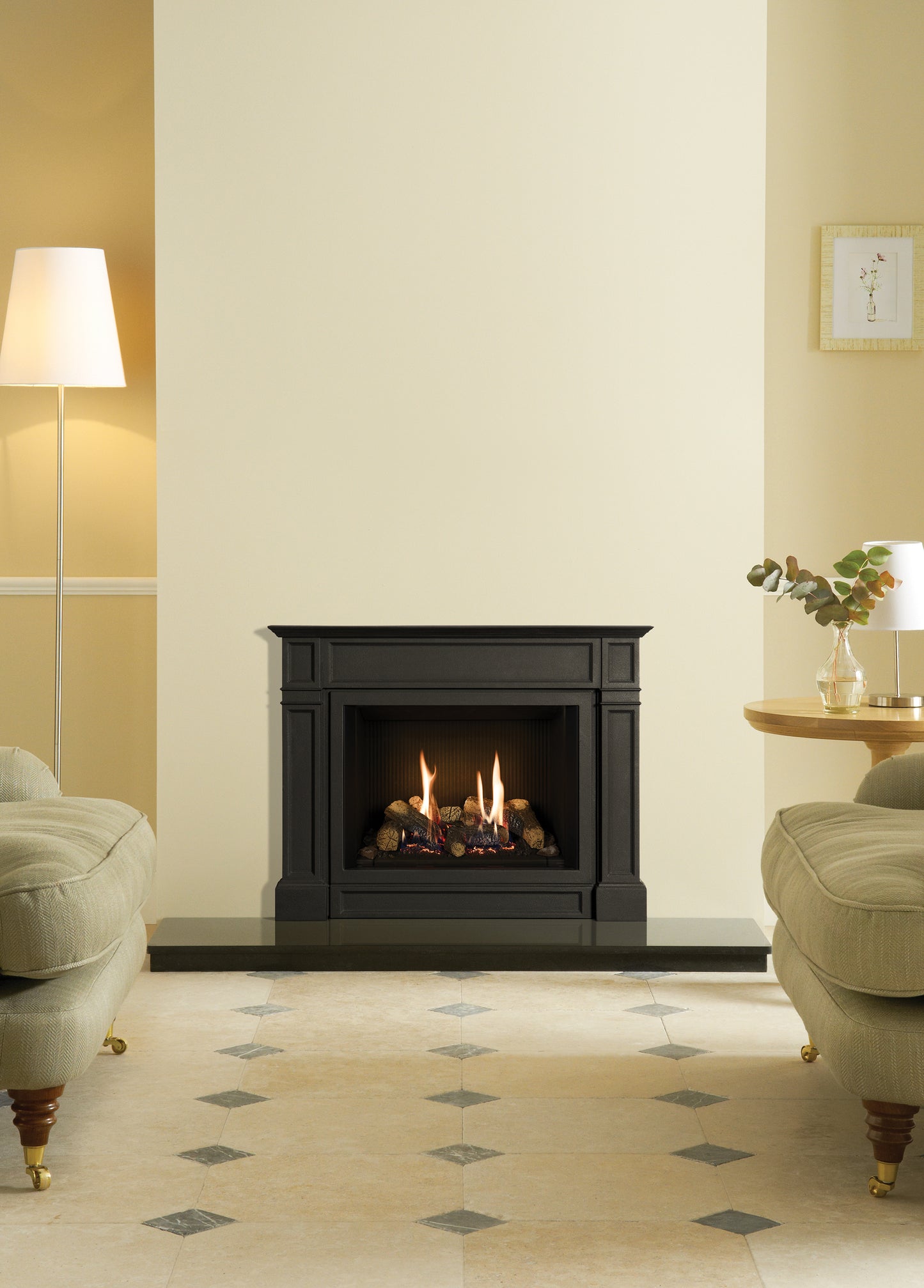 Gazco Riva2 500 Balanced Flue Log Effect Gas Fire with Ellingham Frame