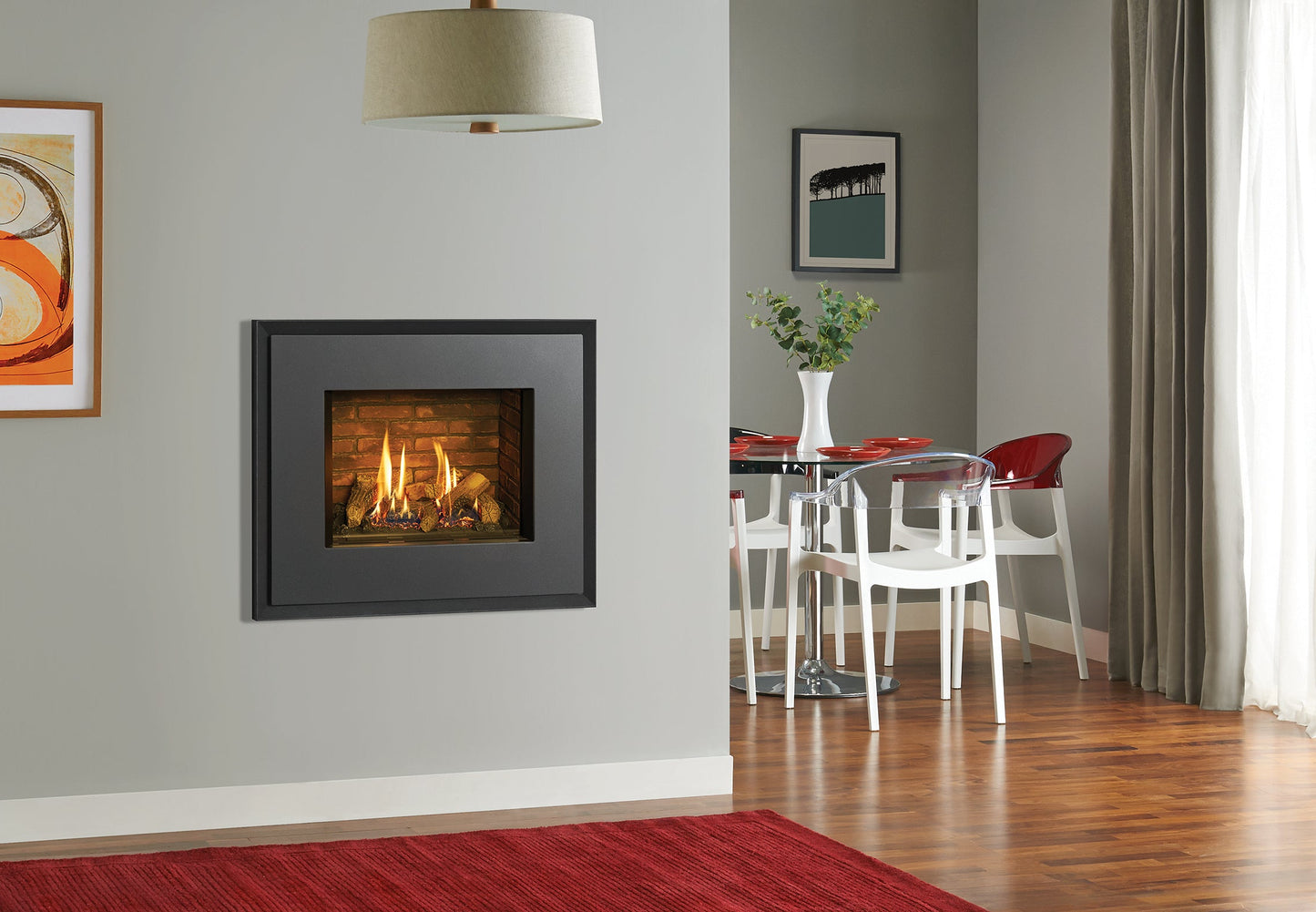 Gazco Riva2 500 Balanced Flue Log Effect Gas Fire with Evoke Glass Frame