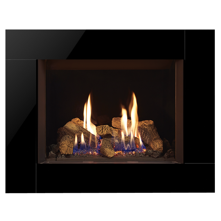 Gazco Riva2 500 Conventional Flue Log Effect Gas Fire with Icon XS Black Glass Frame