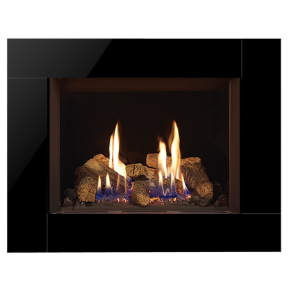 Gazco Riva2 500 Conventional Flue Log Effect Gas Fire with Icon XS Black Glass Frame