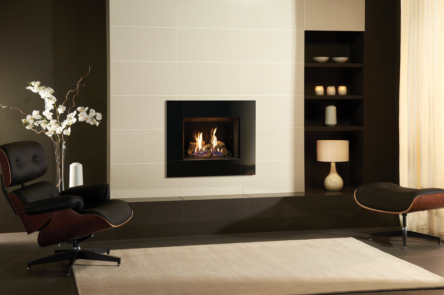 Gazco Riva2 500 Conventional Flue Log Effect Gas Fire with Icon XS Black Glass Frame