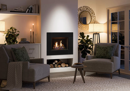 Gazco Riva2 500 Conventional Flue Log Effect Gas Fire with Icon XS Black Glass Frame