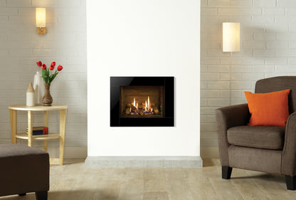 Gazco Riva2 500 Conventional Flue Log Effect Gas Fire with Icon XS Black Glass Frame