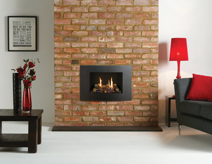 Gazco Riva2 500 Conventional Flue Log Effect Gas Fire with Verve XS Graphite Frame