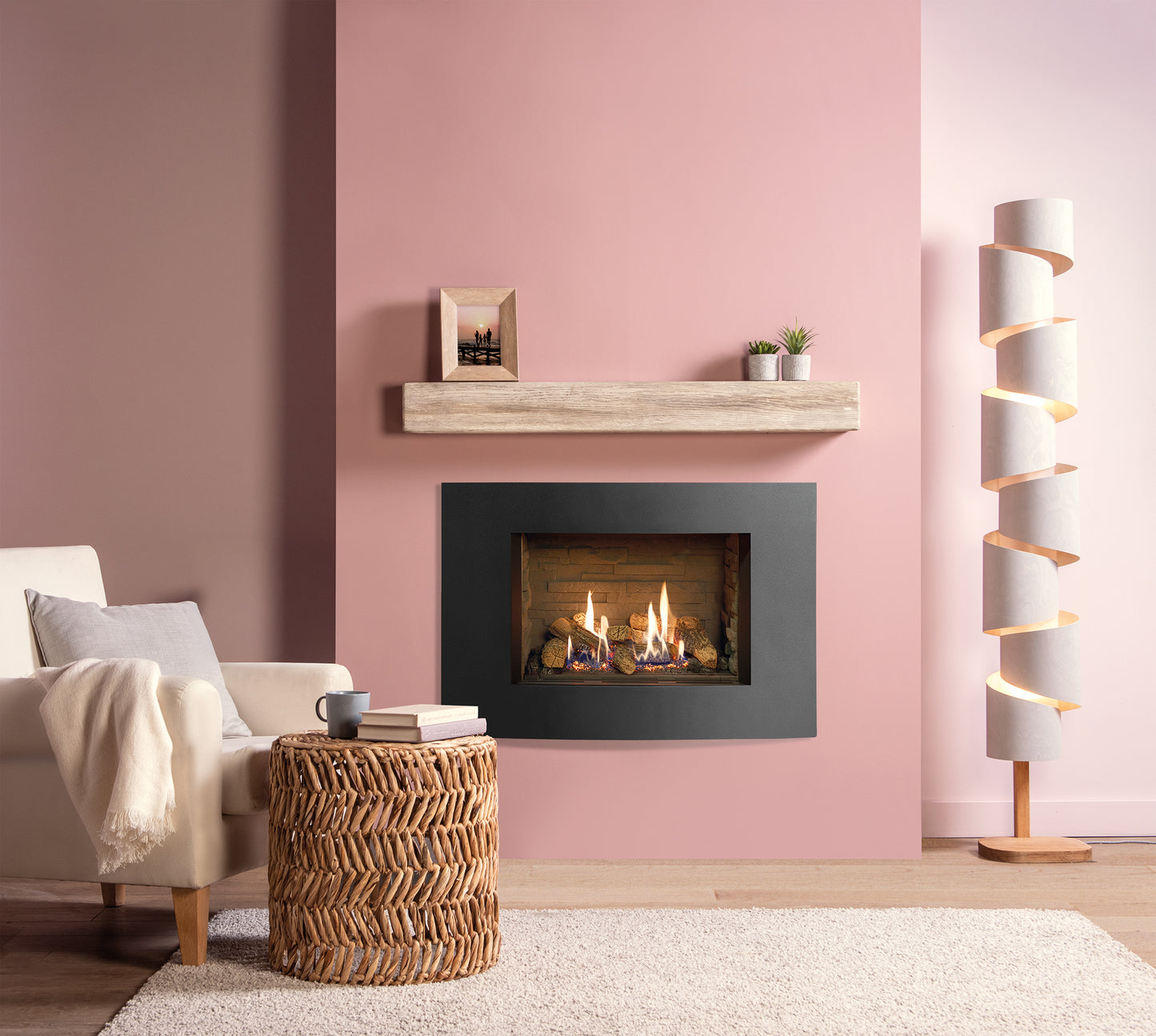 Gazco Riva2 500 Conventional Flue Log Effect Gas Fire with Verve XS Graphite Frame
