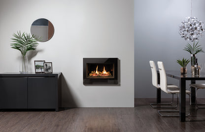 Gazco Riva2 600 Balanced Flue Log Effect Gas Fire with Designio2 Glass Frame