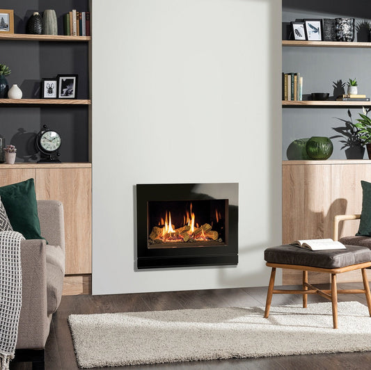 Gazco Riva2 600 Balanced Flue Log Effect Gas Fire with Designio2 Glass Frame