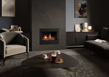 Gazco Riva2 600 Balanced Flue Log Effect Gas Fire with Designio2 Steel Frame